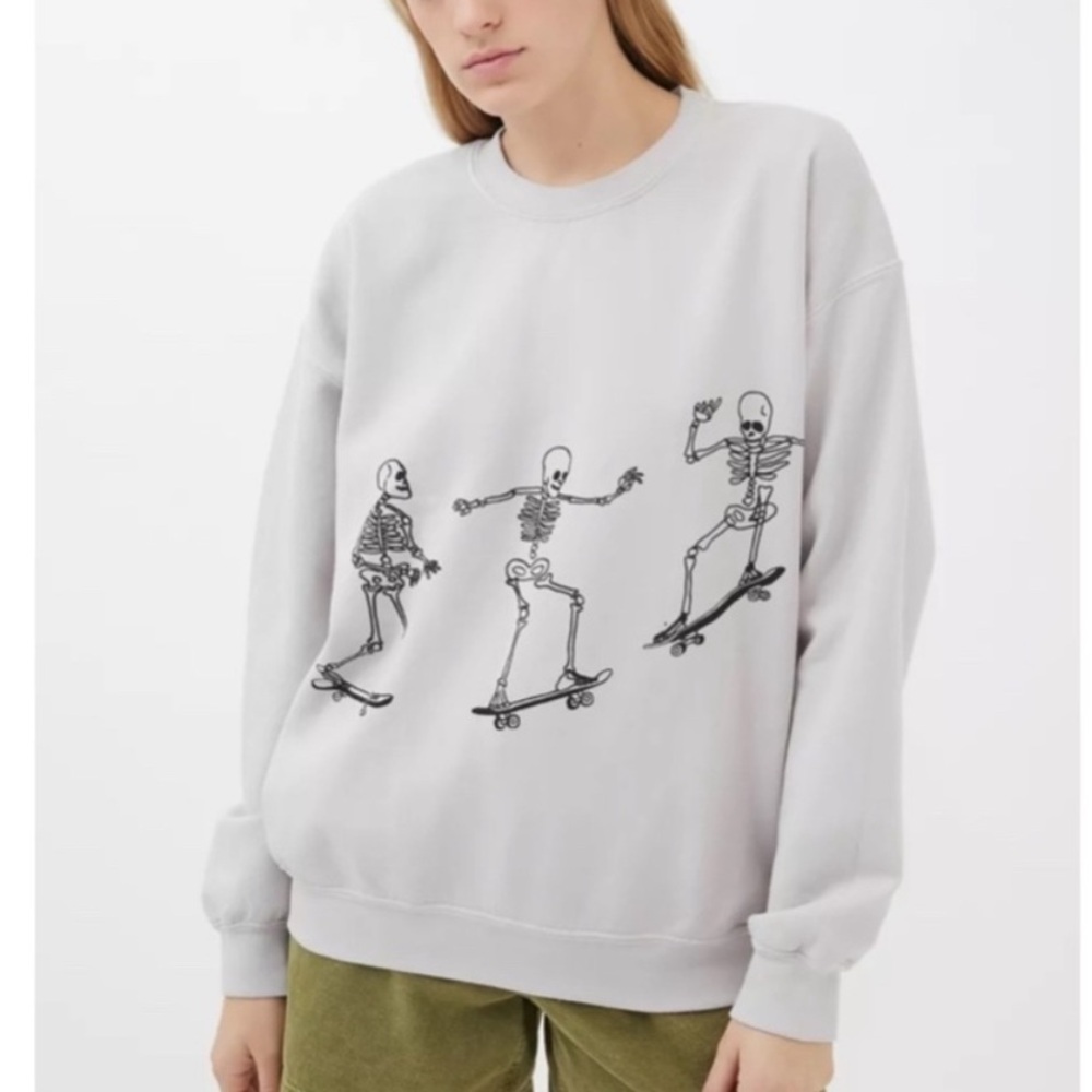 Urban Outfitters Project Social T Skateboarding Skeletons Sweatshirt In Tan